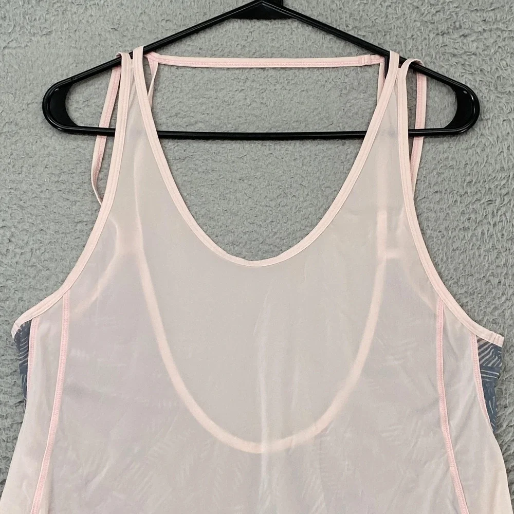 Lululemon Tank Top Womens‎ 10 Light Pink Sheer Overlay Geometric Back Yoga Gym